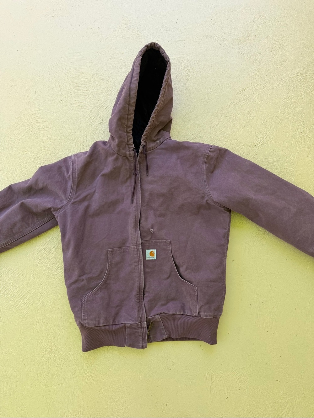 Vtg Carhartt Jacket Womens Purple Hood Zip Workwear Size Medium
